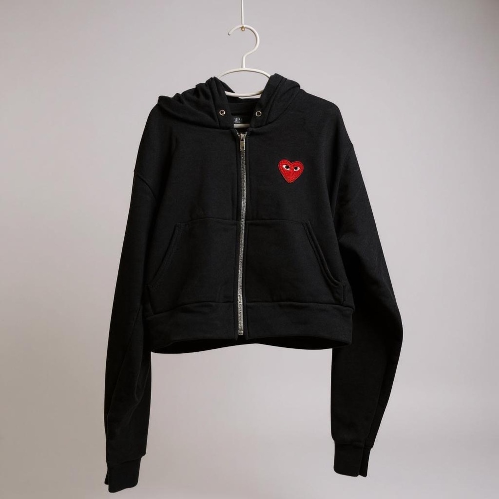Comme des Garçons heart zip-up hoodie - black